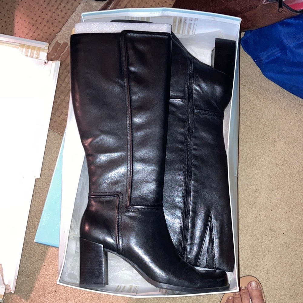 NIB Capezio knee high boots. Black heels with square toe. Never worn. Size 8M